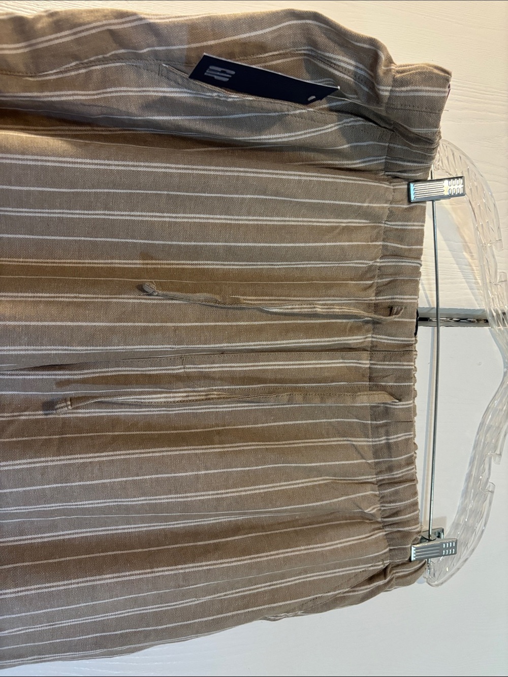 NWT GAP Tan Wide-Leg Pinstripe Drawstring Pants - Picture 3 of 4